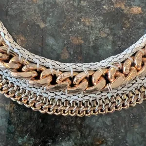 Vintage 90s statement‎ necklace Gold thumbnail 4