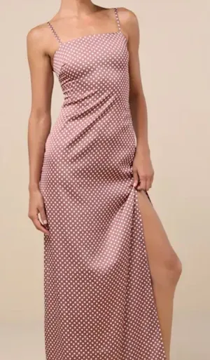 Lulu's brown Polka Dot Maxi Dress thumbnail 1