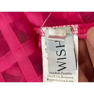 ChicWish Pink Dress with Solid & Sheer Checkered Overlay Halter Ruffle Neck Sz M thumbnail 10