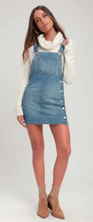 Free People - Louise Denim Skirtall Overall Skirt size 4 thumbnail 1