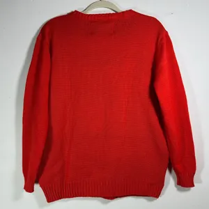 Merry Christmas Reindeer‎ Ugly Christmas Sweater Red Sequin Glasses Bells S/M thumbnail 2