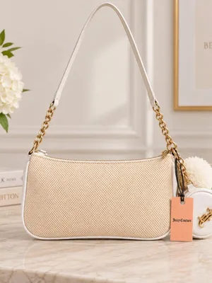 Juicy Couture Beige Chenille Logo Baguette Bag Coin Pouch NWT thumbnail 4