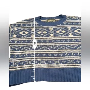 American Eagle Blue & White Fair Isle Snowdrift Long Sleeve Sweater Sz‎ S thumbnail 11