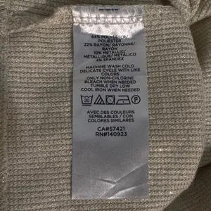 LOFT Shimmer Knit Off Shoulder Top Beige Long Sleeve Cowl Neck Size Large thumbnail 6