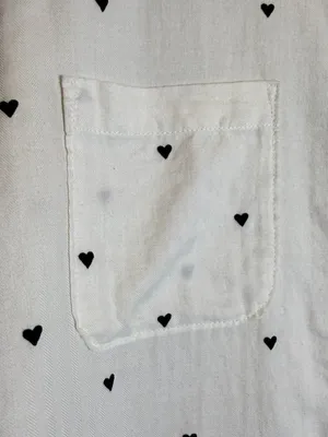 Abercrombie & Fitch Heart Print Boyfriend Button Up Shirt Women's Small Ivory thumbnail 8
