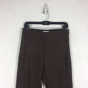 Good American Chocolate Brown Faux Suede Pant Size 8 Boss Split Hem Straight Leg thumbnail 4