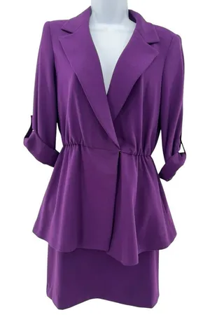 Alice + Olivia Purple Ena Hook Eye‎ Closure Blazer Skirt Suit Outfit Set Size 6 thumbnail 1