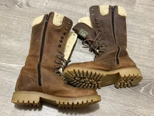 Bass Tan Leather High Workbook Faux Sherpa Lined Size 7 thumbnail 1