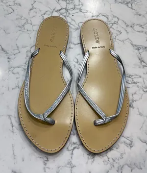 J.Crew Women's Silver‎ Glitter Strap Thong Flip Flop Sandals Size 11 thumbnail 1