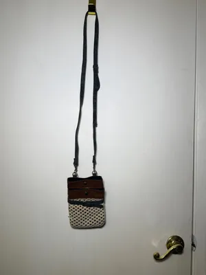 Roxy Y2K Brown Leather & Cream Crochet Crossbody Pouch Purse Vintage 90s thumbnail 3