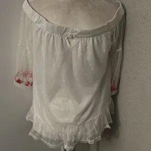 Umgee Boho Mesh Floral Embroidered Peasant Top S Festival Concert Indie Casual thumbnail 2