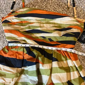 Sam and Jess Olive Drab Abstract Print Maxi Dress Tie Front Spaghetti‎ Straps XL thumbnail 6