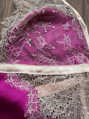 Victoria’s Secret Fuchsia Satin Lace Halter Neck Babydoll Nightie - Size S thumbnail 7