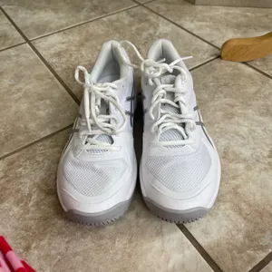 ASICS solution speed athletic Womens Tennis Shoes White Silver Size 8 EUC thumbnail 2