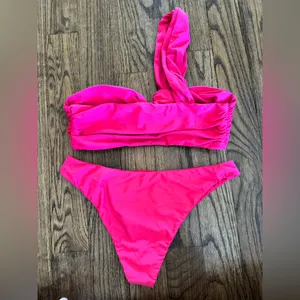 Tularosa Macey Bikini Set Berry Pink Women Large One Shoulder Asymmetrical Tie thumbnail 6