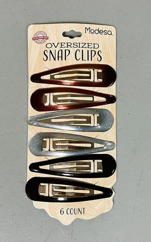 Modesa Black Brown Silver Oversized Snap Clips for Hair 6 Pack NWT 🖤🤎🩶 thumbnail 2