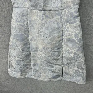 Altar'd State Size XS Blue Ivory Floral Brocade Puff Sleeve Mini Dress thumbnail 5