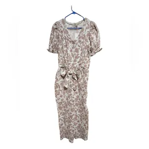 NWT Skies are blue on Wednesday we wear pink floral jumpsuit zip up tie waist M thumbnail 2