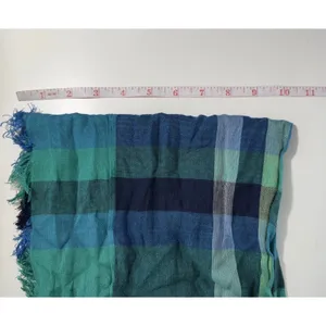 Target Plaid Gauze Scarf‎ Blue Green Teal Frayed Edge Grunge Aesthetic thumbnail 5
