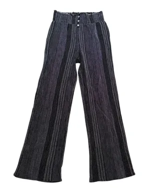 👖 Blue Rain Striped Black‎ Gray Wide Leg Pants Small Lightweight ✨ thumbnail 1
