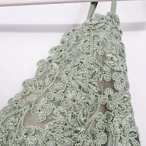 Windsor Womens Fatima Sage Green Embroidered Tulle Fairycore Prom Gown Dress 7/8 thumbnail 5