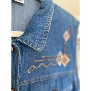 Saint Germain Embroidered Denim Vest Boho Western Artisan Vintage Ranch Festival thumbnail 6