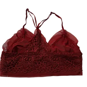 Aerie Floral Lace Crossback Wireless Pullover Bralette Bra Rust Size XS | 69-5 thumbnail 2