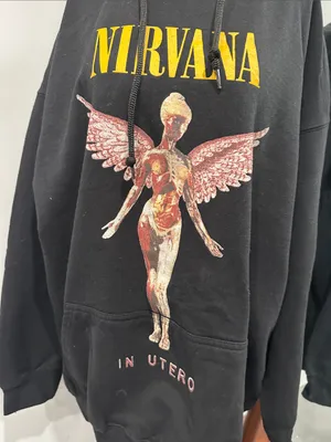 Nirvana Black Hoodie with front Logo thumbnail 2