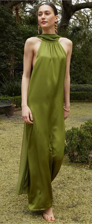 NWT Few Moda Alessia Dress size Large L Clover Green maxi halter o.p.t thumbnail 1