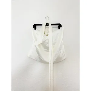 Zara White Satin Strapless Neck Tie Top Size XXL Sash Party Goinv Out 2228/381 thumbnail 4