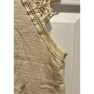 SHEIN Frenchy Beige Cotton Gauze Crochet‎ Lace Flutter Sleeve Boho Top XS NEW thumbnail 6