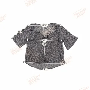 Faherty Women’s Floral Crinkle Blouse Short Sleeve Navy White Boho Casual Size L thumbnail 7