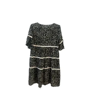 Piper & Scoot Black‎ & Beige Floral Tiered Dress Size L thumbnail 2