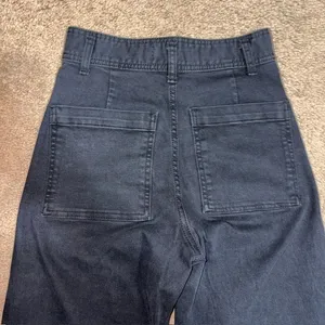 Zara Marine (Sailor) Straight Wide Leg High Waisted Raw Hem Jeans Washed Black 2 thumbnail 8