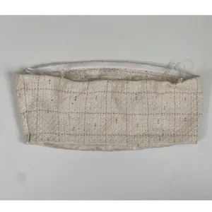 Zara Tweed Metallic Sequin Tube Top Cream Gold Evening Classic Glam Strapless- M thumbnail 3