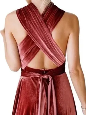 Revelry Micah Convertible Velvet Dress in Terracotta thumbnail 9