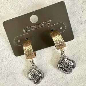 Chico’s Allison mixed charm hoop earrings thumbnail 1