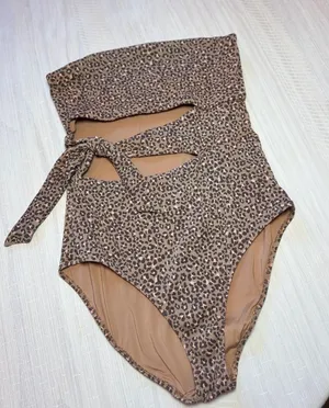 Aerie Ribbed Leopard Print Cut-Out One-Piece Swimsuit thumbnail 1
