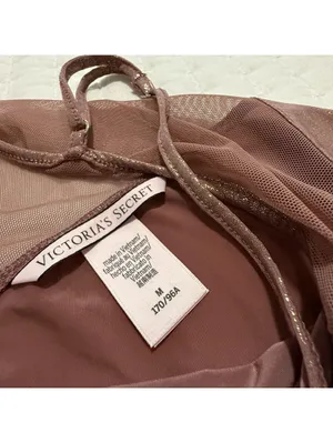 Victoria’s Secret Mauve Pink Rose Gold Shimmer Sz M Medium Nightie Slip Lingerie thumbnail 8