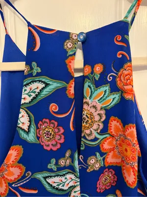 Everly Blue Floral Halter Swing Dress Size Small thumbnail 4