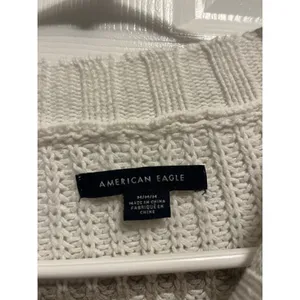 American Eagle White and Beige Striped Sweater Med but Oversized‎ w/large pocket thumbnail 5