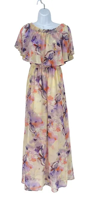 Show Me Your Mumu Maxi Dress Floral Print Smocked Off Shoulder Size L‎ Wedding thumbnail 1