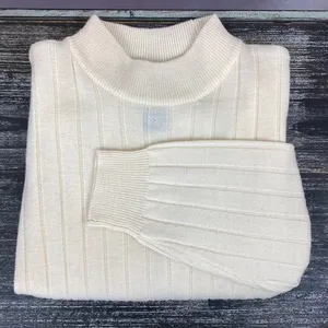 Charter Club 100% Wool Ribbed Ivory Long Sleeve Mock Turtleneck Sweater MP M thumbnail 4