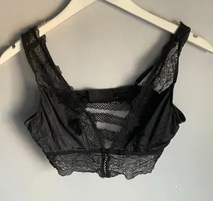 Black Lace Bralette Romantic Valentine's Day Whimsigoth Goth Punk 14"‎ Bust sz S thumbnail 1
