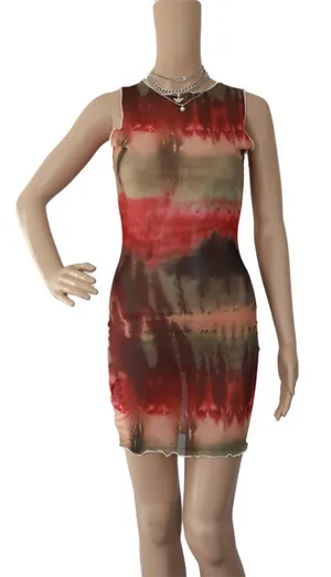 Earth Colors Sheer Summer Dress thumbnail 1