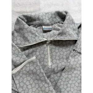Columbia Sweater Womens Medium Gray White Quarter Zip Soft Fleece‎ Pullover Cozy thumbnail 6