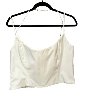 Oh Polly White Corset Crop Top Bustier Adjustable Straps Size US 14 NWT thumbnail 1