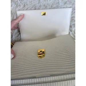 JW PEI Cream Lizard Embossed Leather‎ Flap Shoulder Crossbody Bag Gold Hardware thumbnail 7