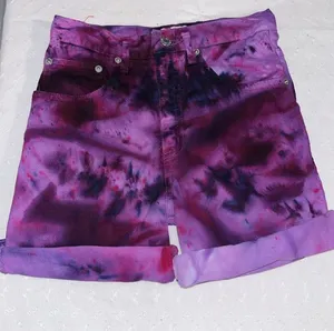 90s • Vintage Guess Jean shorts • custom tie dyed • psychedelic • festival party thumbnail 1