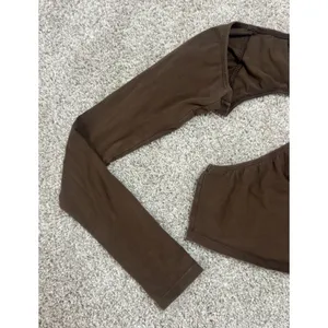 Motel Brown Asymmetrical One Shoulder Long Sleeve Crop Top Size Small thumbnail 4